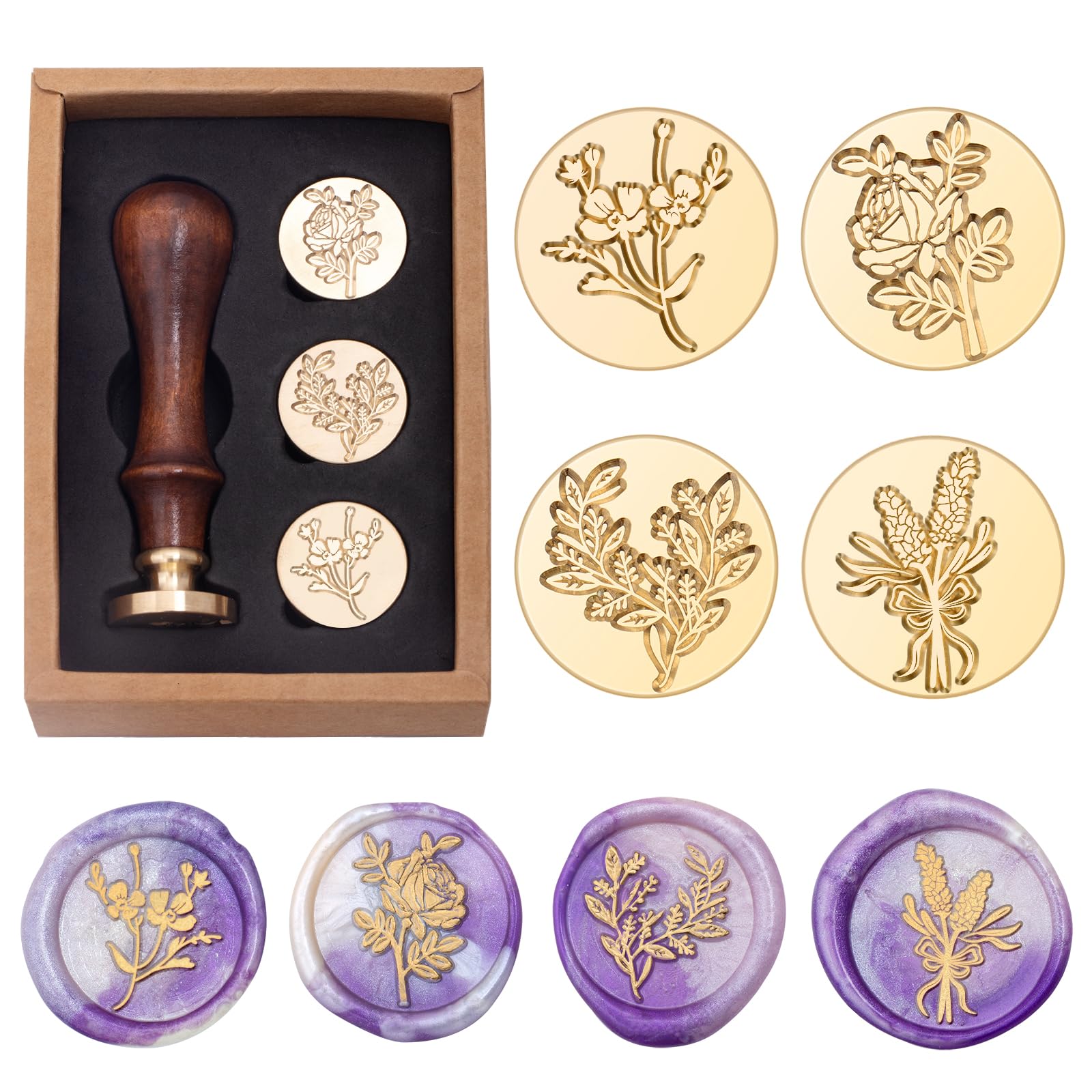 Amazon.com: Flower and Plant Wax Seal Stamp Set, Botanical Sealing
